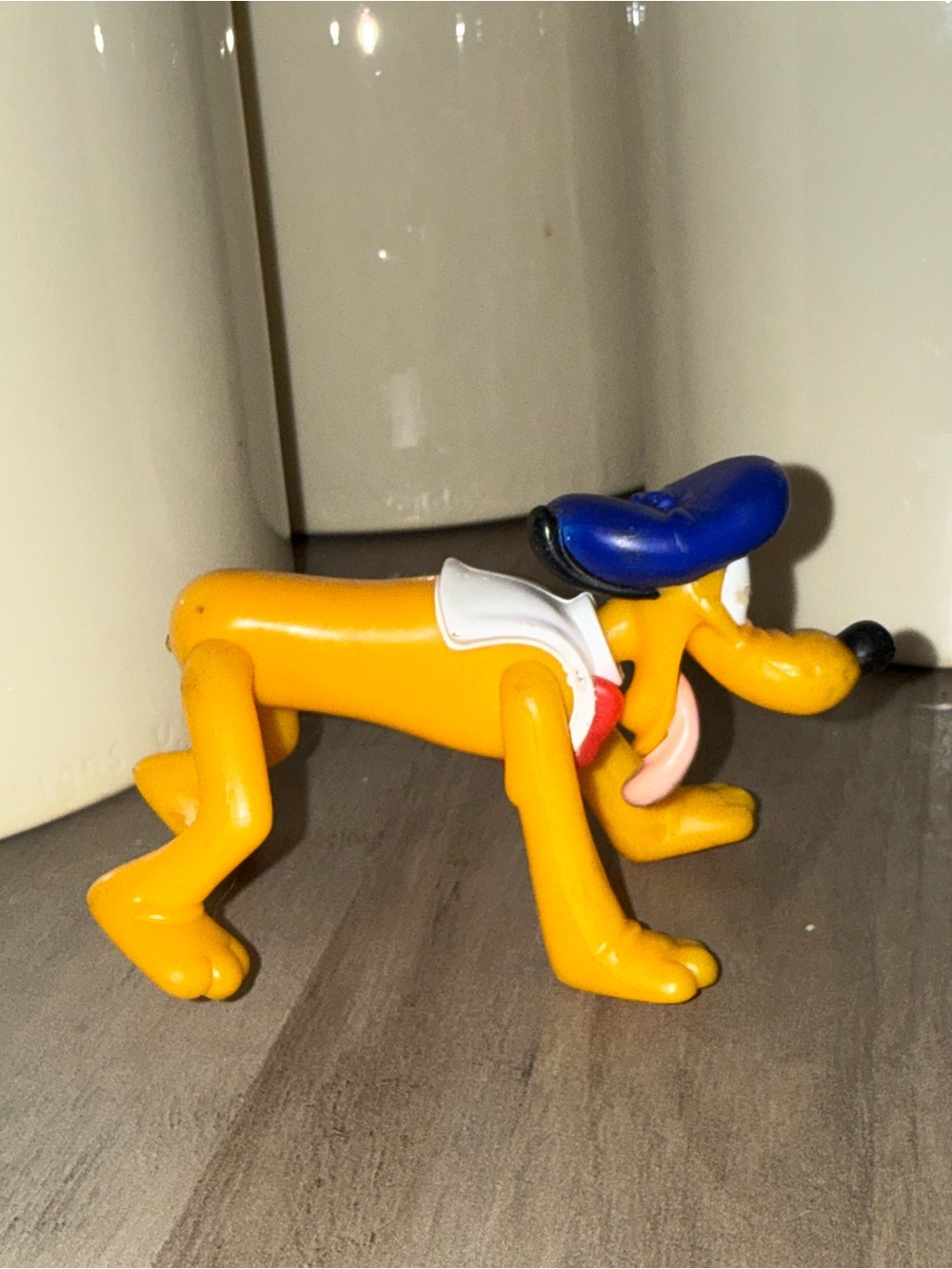 Disney Pluto Figurine Crawling with Blue Hat and White Collar